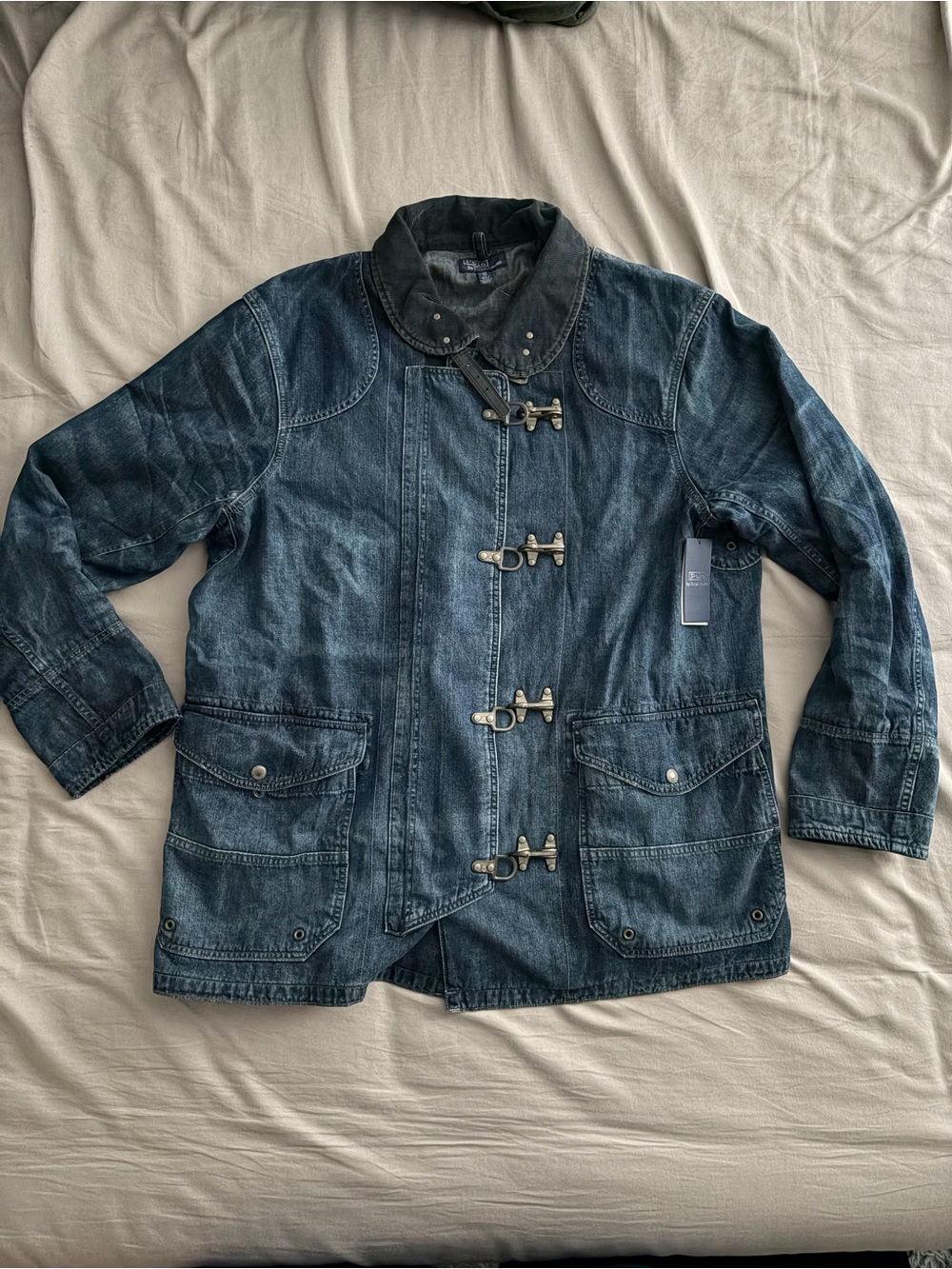 Polo Ralph Lauren Cortland Denim Coat Rare | XL Fireman Jacket Lobster Clasps
